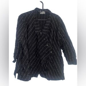 Chalet Et Ceci Crinkle Pinstripe Asymmetrical Button down Blouse